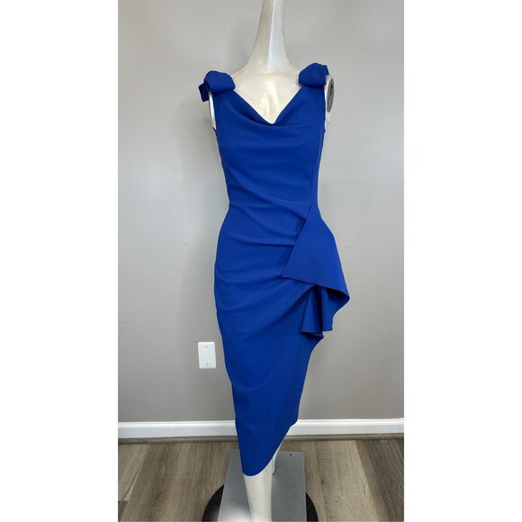 Chiara Boni La Petite Robe Waiko Ruffled Cocktail Midi-Dress Size US2 $750 - Picture 4 of 11